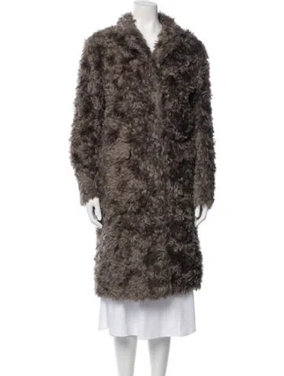 Pre-owned Prada Vintage 2007 Faux Fur Coat In Gray