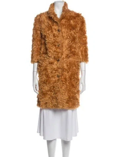 Pre-owned Prada Vintage 2007 Faux Fur Coat In Orange