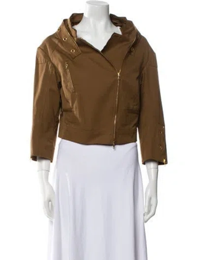 Pre-owned Prada Vintage 2008 Biker Jacket In Brown