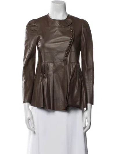 Pre-owned Prada Vintage 2008 Biker Jacket In Brown