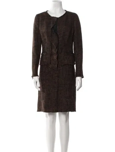 Pre-owned Prada Vintage 2008 Skirt Suit In Brown