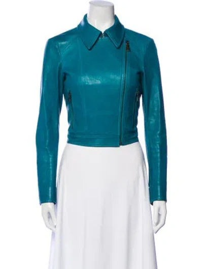 Pre-owned Prada Vintage 2010 Biker Jacket In Blue