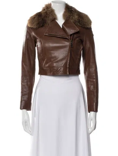 Pre-owned Prada Vintage 2010 Biker Jacket In Brown