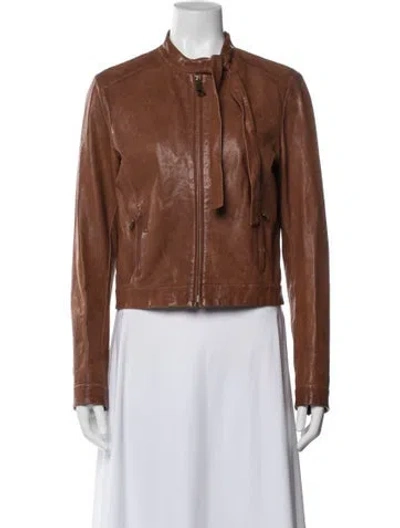 Pre-owned Prada Vintage 2010 Biker Jacket In Brown