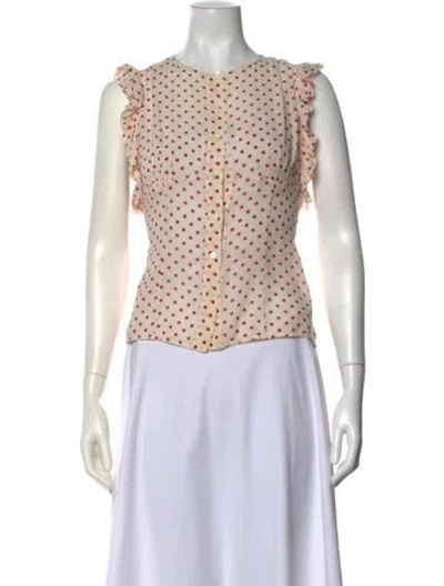 Pre-owned Prada Vintage 2010 Blouse In Neutrals/red