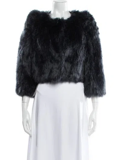 Pre-owned Prada Vintage 2011 Faux Fur Jacket In Blue