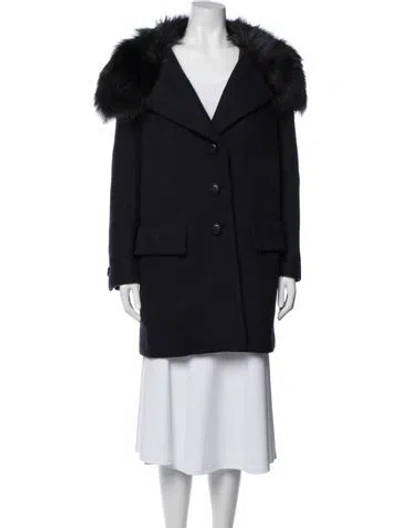 Pre-owned Prada Vintage 2011 Fur Coat In Blue