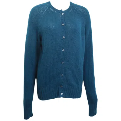 Pre-owned Prada Vintage 90s  Teal Cashmere Cardigan In Green