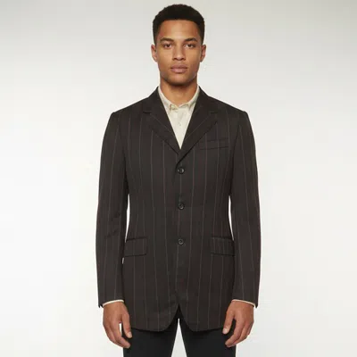 Pre-owned Prada Vintage Black Pinstripe Wool Single Breasted Blazer S