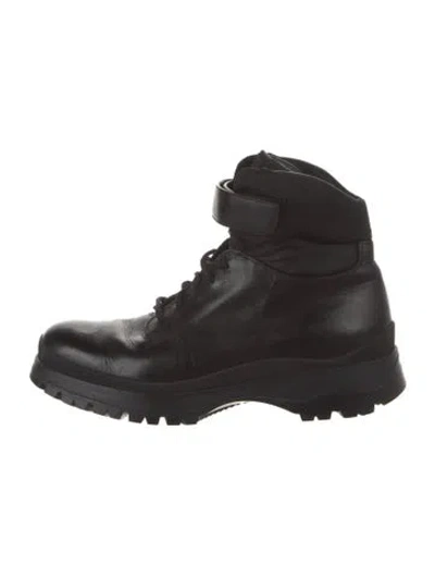 Pre-owned Prada Vintage Brixxen Lace-up Boots In Black