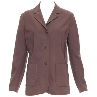 Pre-owned Prada Vintage Brown Low Sheen Twill Patch Pocket Notch Lapel Jacket It46 Xl