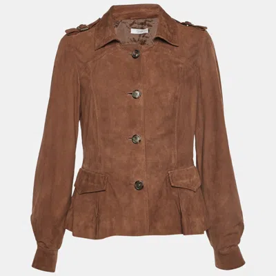 Pre-owned Prada Vintage Brown Suede Button Up Jacket M