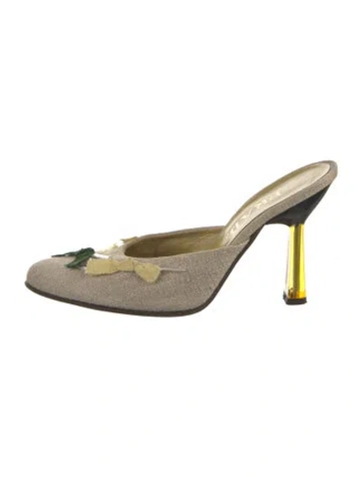 Pre-owned Prada Vintage Canvas Mules In Neutral