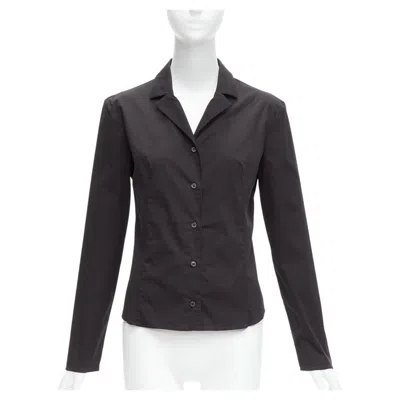Pre-owned Prada Vintage Charcoal Black Lapels Dared Minimal Classic Dress Shirt It46 Xl
