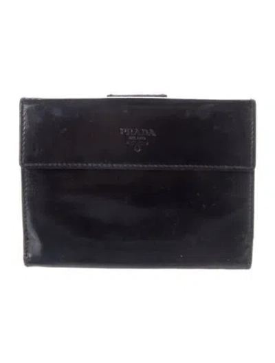 Pre-owned Prada Vintage Compact Wallet In Black
