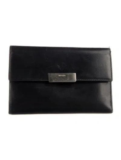 Pre-owned Prada Vintage Compact Wallet In Black
