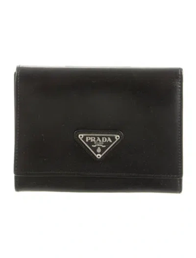 Pre-owned Prada Vintage Compact Wallet In Black