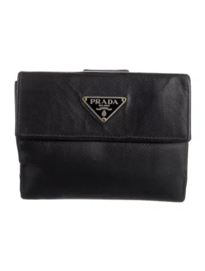 Pre-owned Prada Vintage Compact Wallet In Black
