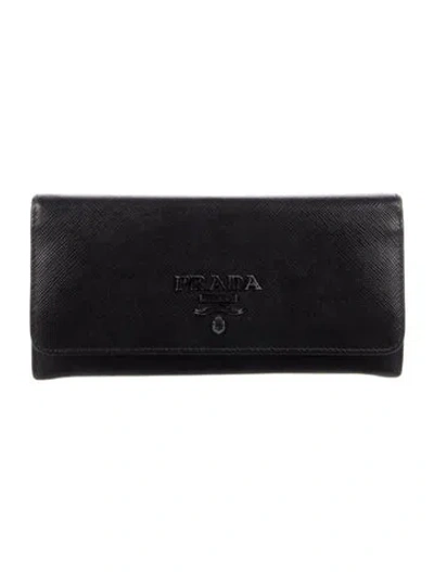 Pre-owned Prada Vintage Continental Wallet In Black