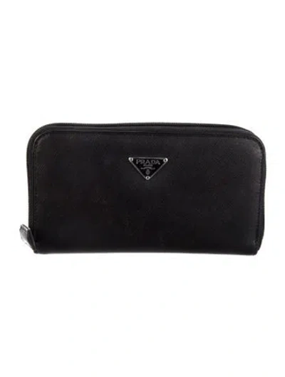 Pre-owned Prada Vintage Continental Wallet In Black