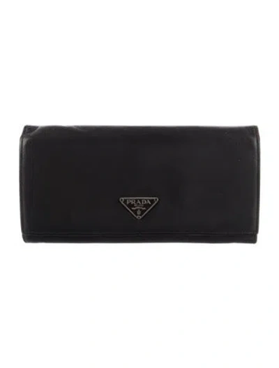 Pre-owned Prada Vintage Continental Wallet In Black