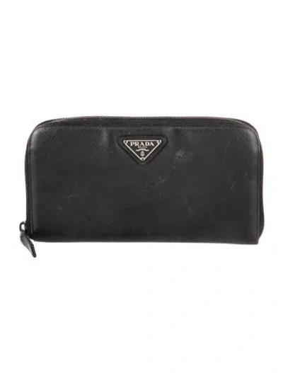 Pre-owned Prada Vintage Continental Wallet In Black