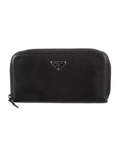 Pre-owned Prada Vintage Continental Wallet In Black
