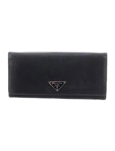 Pre-owned Prada Vintage Continental Wallet In Black