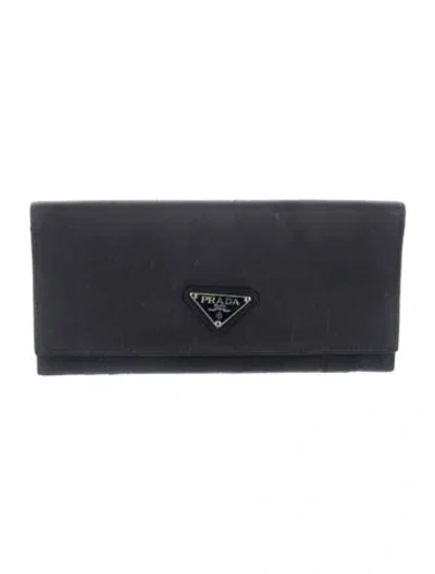 Pre-owned Prada Vintage Continental Wallet In Black