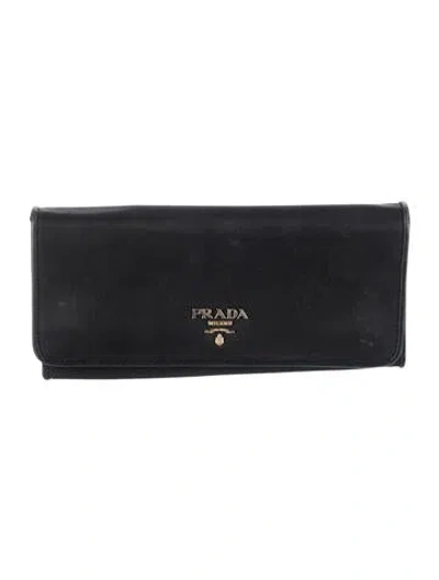 Pre-owned Prada Vintage Continental Wallet In Black
