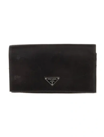 Pre-owned Prada Vintage Continental Wallet In Black