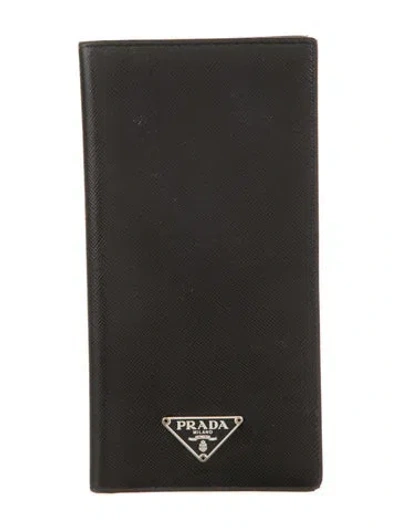 Pre-owned Prada Vintage Continental Wallet In Black
