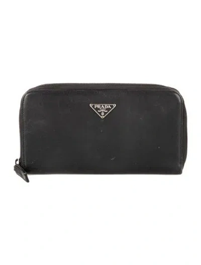 Pre-owned Prada Vintage Continental Wallet In Black