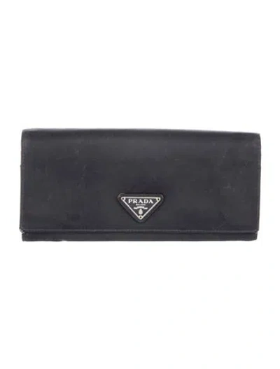 Pre-owned Prada Vintage Continental Wallet In Black