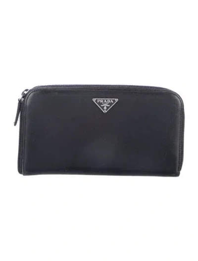 Pre-owned Prada Vintage Continental Wallet In Black