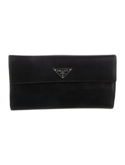 Pre-owned Prada Vintage Continental Wallet In Black