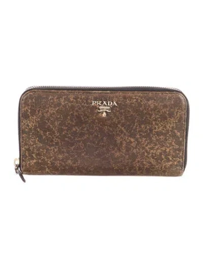 Pre-owned Prada Vintage Continental Wallet In Brown