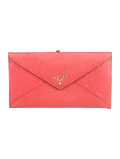 Pre-owned Prada Vintage Continental Wallet In Red