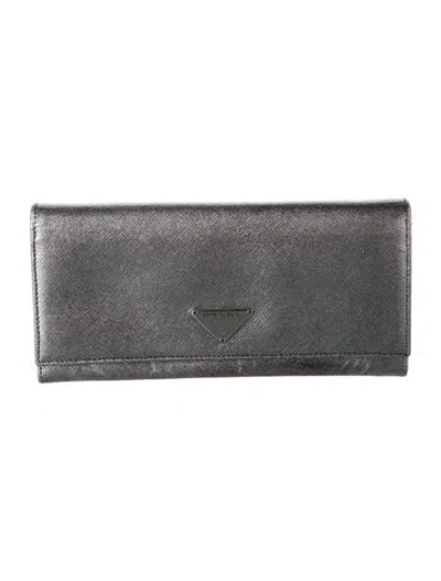Pre-owned Prada Vintage Continental Wallet In Silver