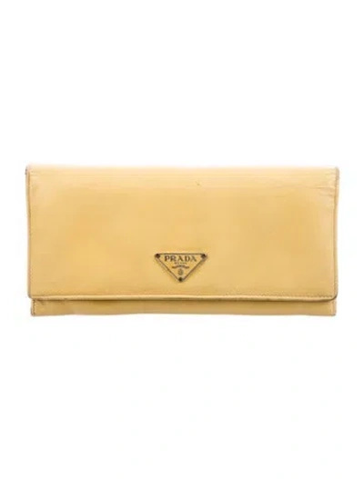 Pre-owned Prada Vintage Continental Wallet In Yellow