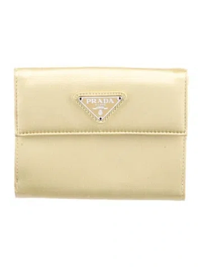 Pre-owned Prada Vintage Continental Wallet In Yellow
