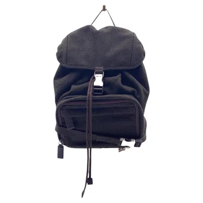 Pre-owned Prada Vintage Dark Green Wool Drowstring Backpack Bag
