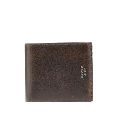 Prada Vintage Effect Leather Bi-fold Wallet In Brown