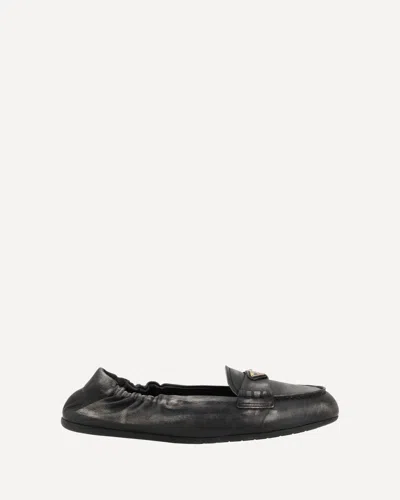 Prada Deconstructed And Flexible Nappa Leather Loafers Shoes In Black
