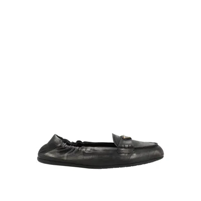 Prada Vintage-effect Leather Loafers In Black
