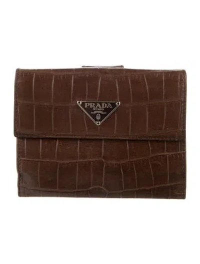 Pre-owned Prada Vintage French Purse In Brown
