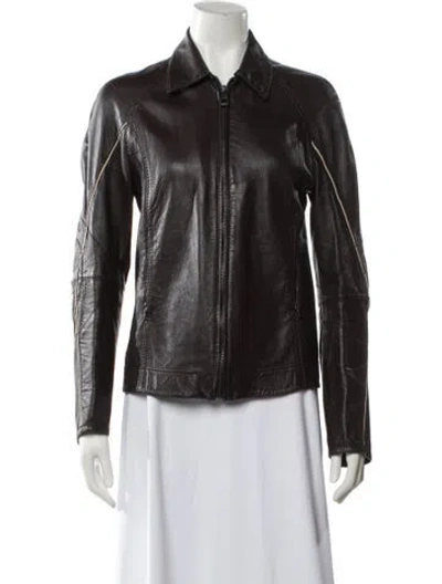 Pre-owned Prada Vintage Late 1990's - Early 2000's Biker Jacket In Brown