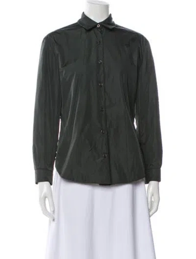 Pre-owned Prada Vintage Late 1990's - Early 2000's Button-up Top In Green
