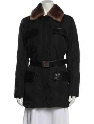 Pre-owned Prada Vintage Late 1990's - Early 2000's Fur Coat In Black