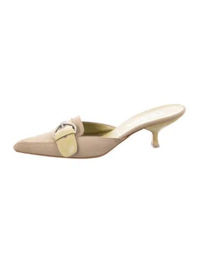 Pre-owned Prada Vintage Late 1990's - Early 2000's Mules In Green/neutrals